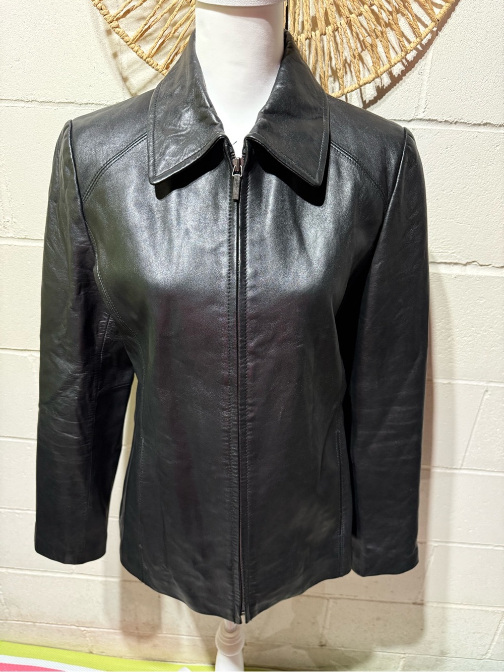 Wilson Leather Vintage Women’s Black Leather Zip-Up Jacket